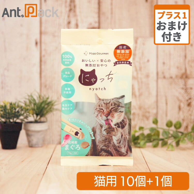 ミャオグルメ・にゃっち まぐろ 無添加おやつ 猫用 (10g×4本)×10個+おまけ1個(51605)