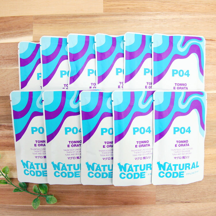 ナチュラルコード NCP4 マグロ 鯛入り パウチ 猫用 70g×10個＋おまけ1個（52109）