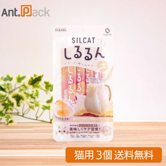 SILCAT（シルキャット）しるるんピューレ ヤギミルク 猫用 （10g×4本入り）×3個（10468）
