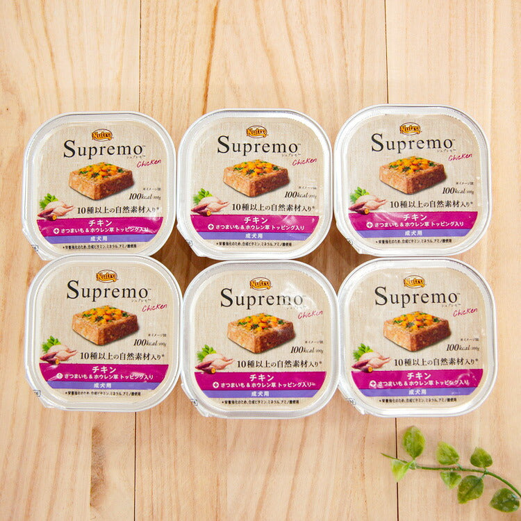 ニュートロ シュプレモ チキン 成犬用 トレイ 100g×6個  [さつまいも&ホウレン草 トッピング入り] 【送料無料】(87577)