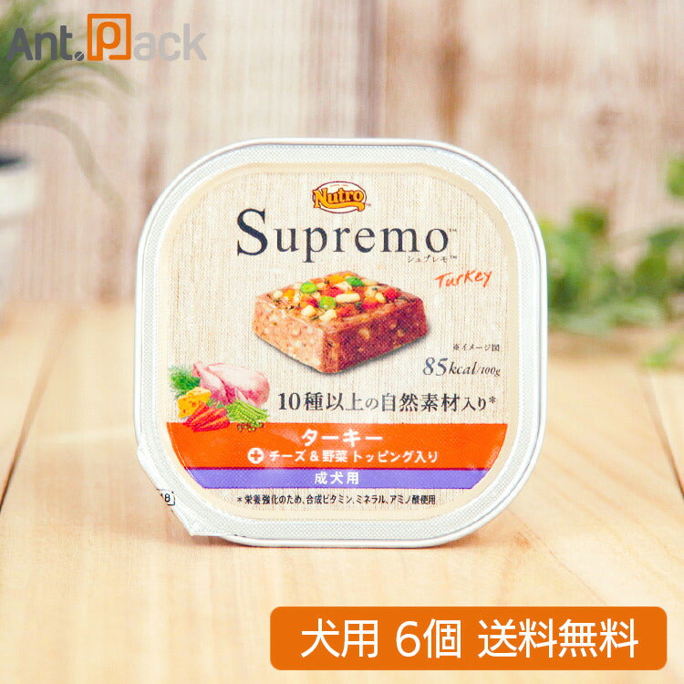 ニュートロ シュプレモ ターキー 成犬用 トレイ 100g×6個 [チーズ&野菜 トッピング入り] 【送料無料】(63526)
