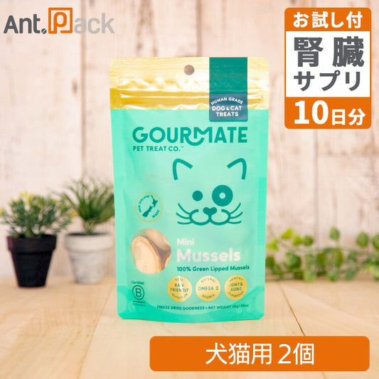 グルメイト フリーズドライトリーツ オーガニック ミニ・緑イ貝 犬猫用 25g×2個＋5-ALA＋NMNタブお試し10日分（37201）