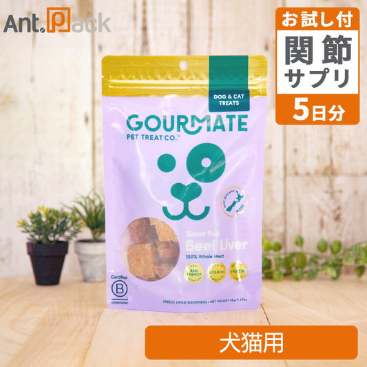 グルメイト フリーズドライトリーツ グラスフェッド ビーフレバー 犬猫用 65g＋アンチトリプルお試し5日分（37010）