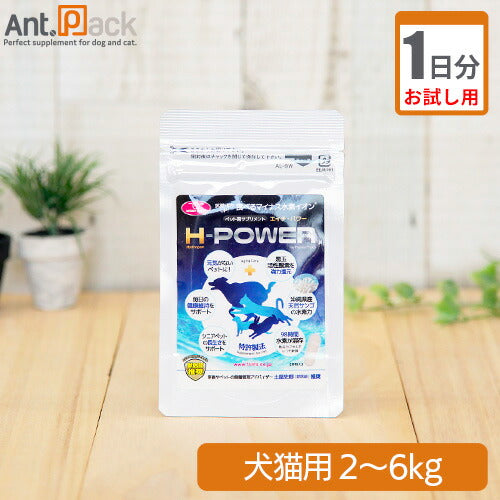 【お試し1日分】 食べるマイナス水素イオン H-POWER(エイチ・パワー) 犬猫用 体重2kg～6kg用 0.3g 1日分